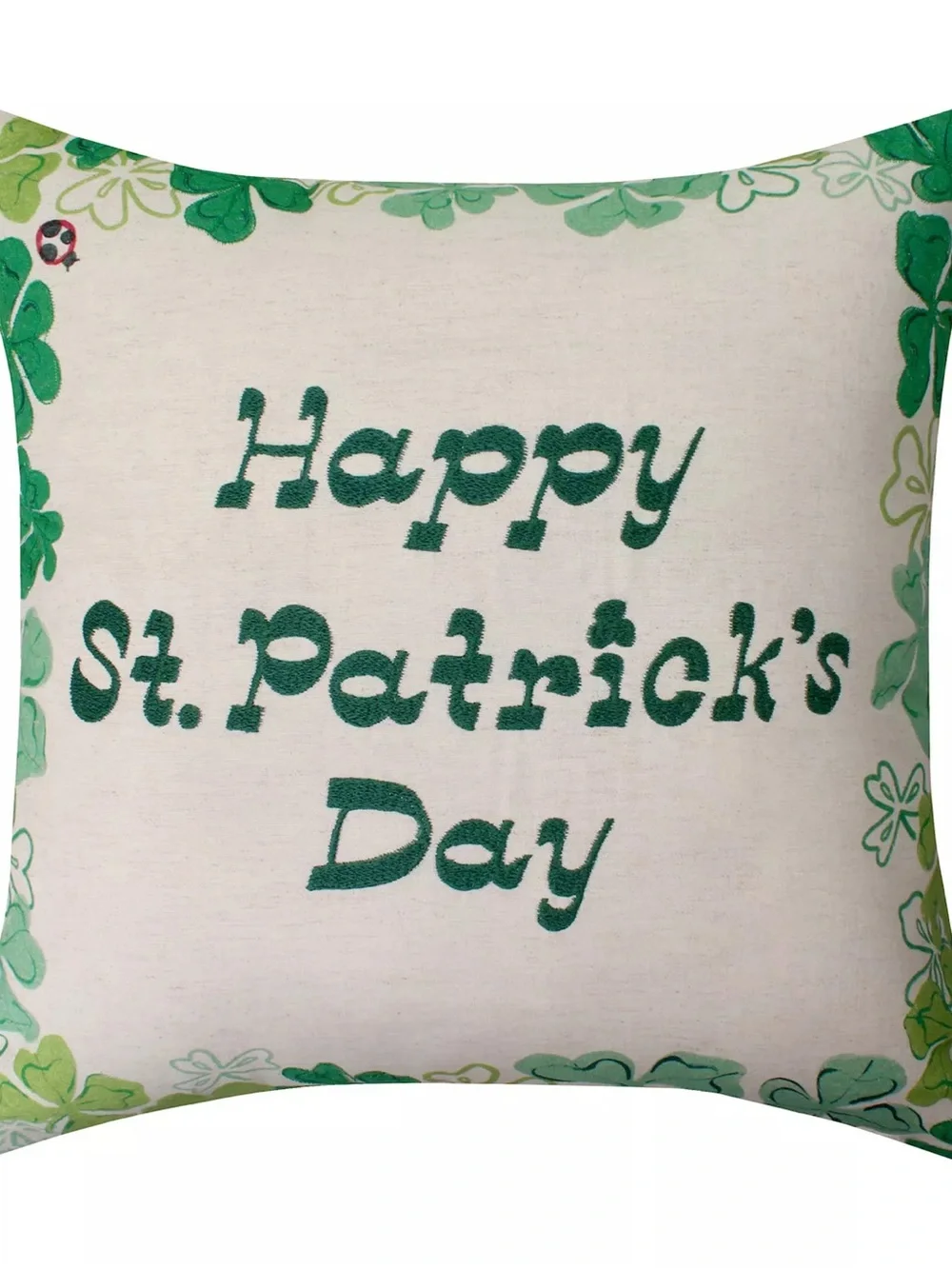 Happy St. Patrick's Day Decorative Pillow - Green and Cream*